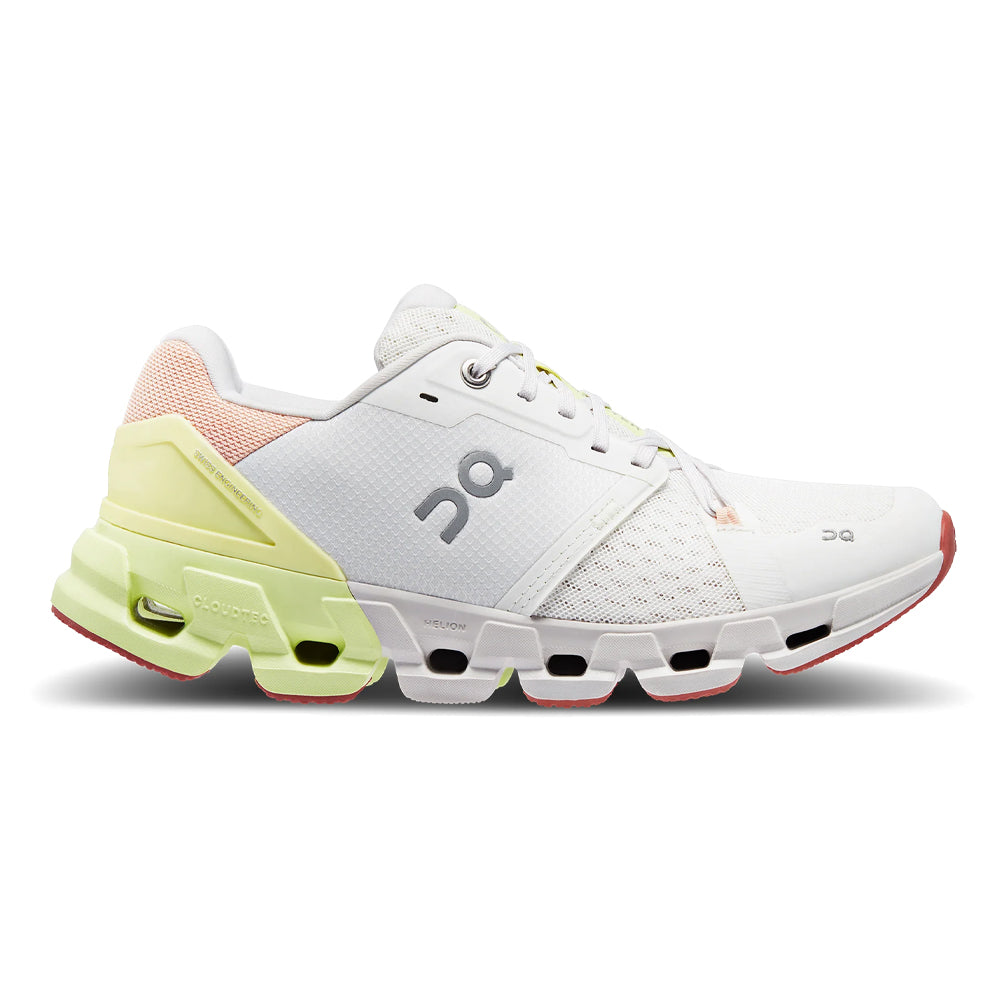 Women's On Cloudflyer 4, White/Hay, 8 B Medium
