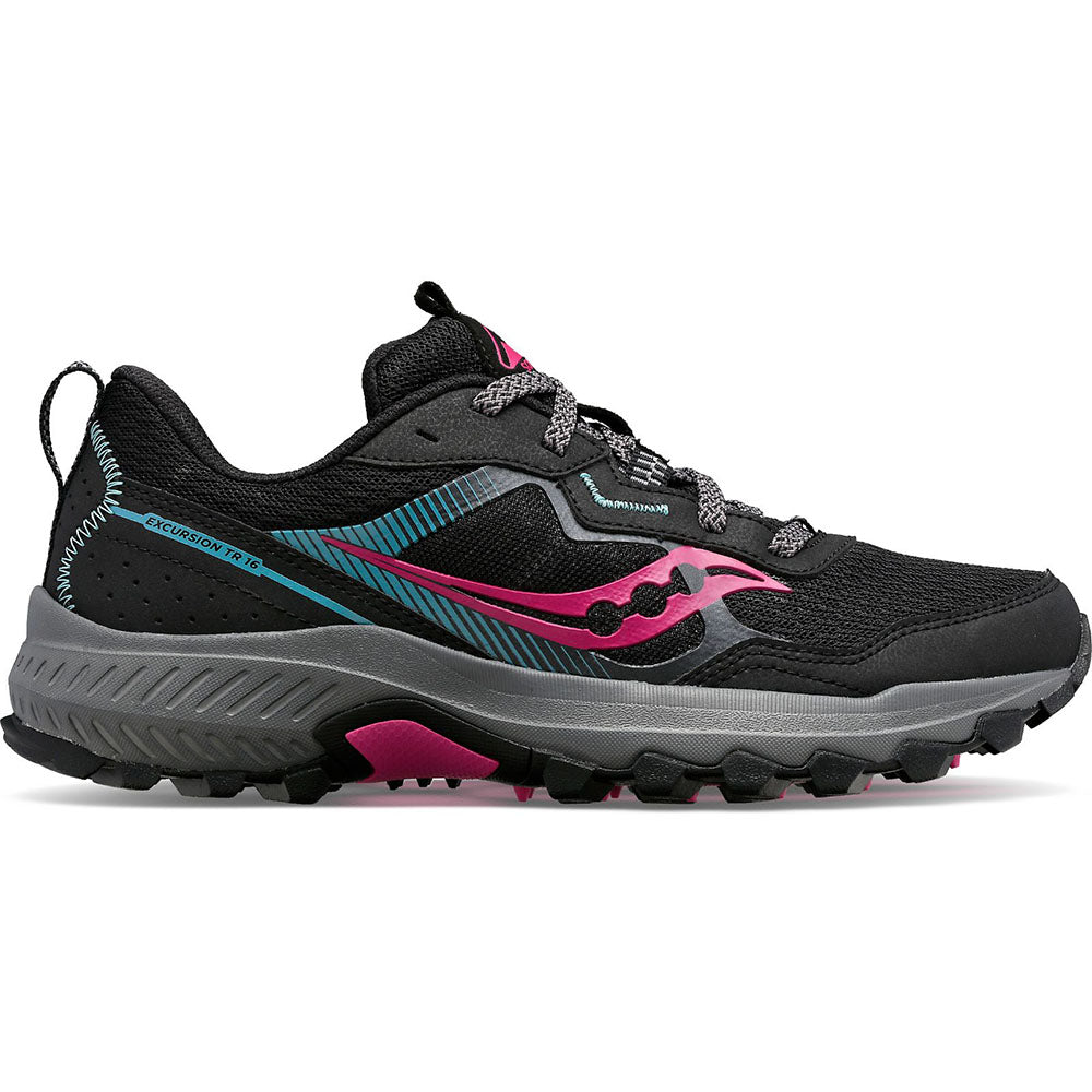 Women's Saucony Excursion TR16, Black/Fuchsia, 7.5 D Wide