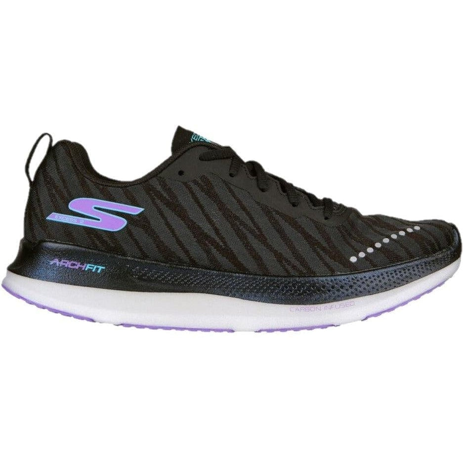 Women's Skechers GO RUN Razor Excess 2, Black/Purple, 7.5 B Medium