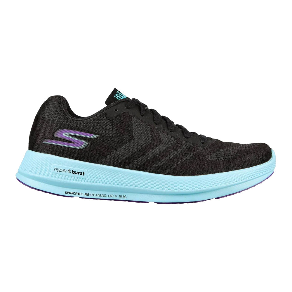 Women's Skechers Go Run Razor 3+, Black/Light Blue, 9 B Medium