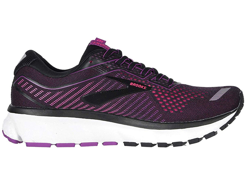 Women's Brooks Ghost 12, Black/Hollyhock/Pink, 9.5 B Medium