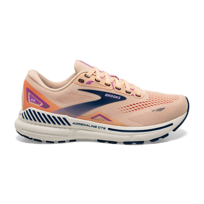 Women's Brooks Adrenaline GTS 23, Apricot/Estate Blue/Orchid, 8 B Medium