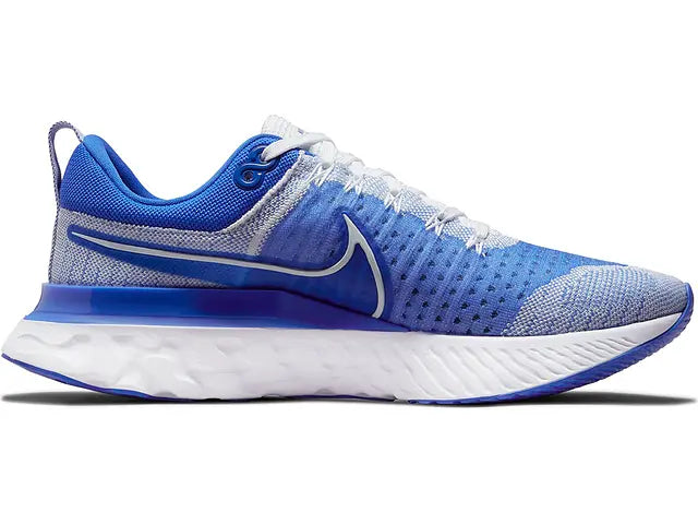 Men's Nike React Infinity Run FlyKnit 2, White/White-Hyper Royal-Racer Blue, 9 D Medium