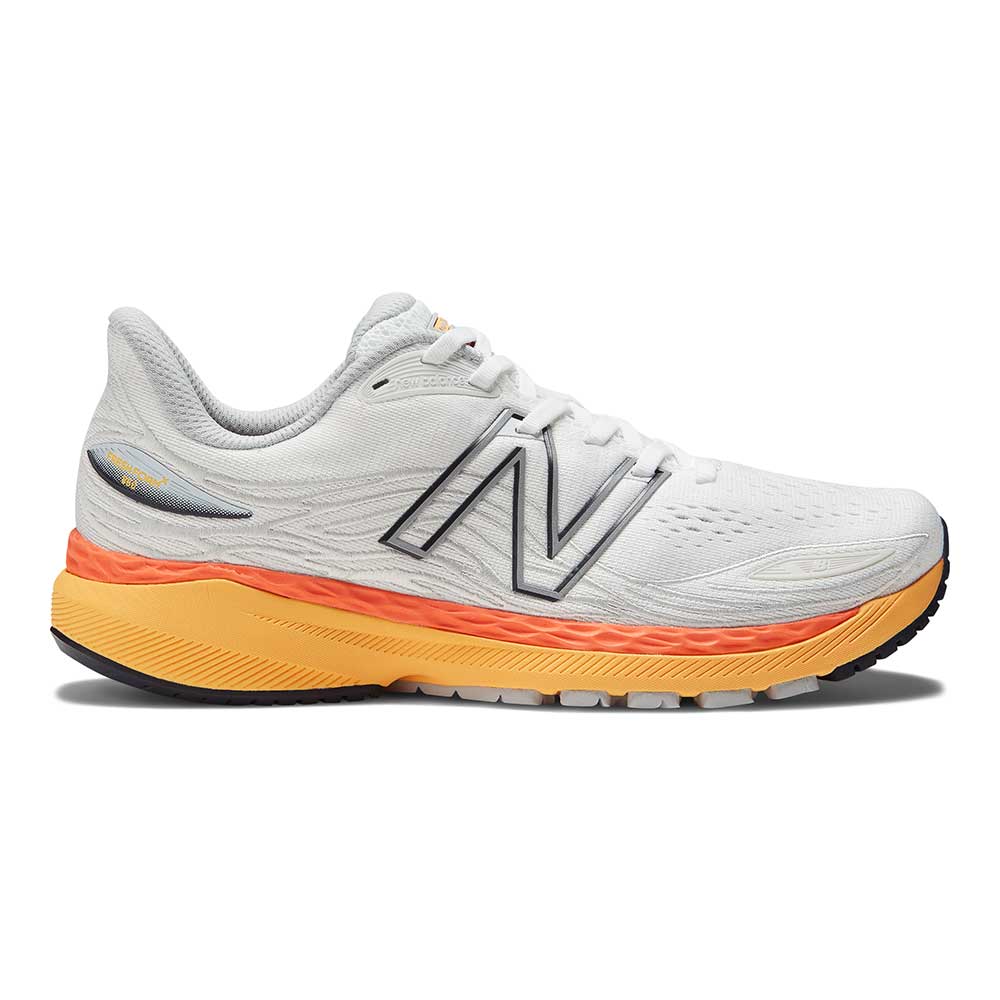 Men's New Balance Fresh Foam X 860v12, White/Vibrant Apricot/Vibrant Orange, 13 D Medium