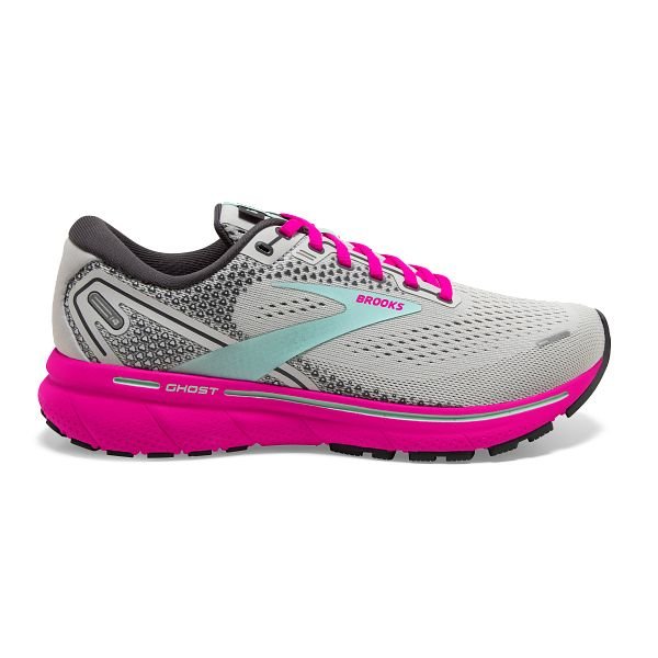 Women's Brooks Ghost 14, Oyster/Yucca/Pink, 10.5 B Medium