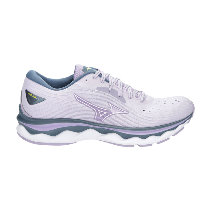 Women's Mizuno Wave Sky 6, Pastel Lilac/White, 7.5 B Medium