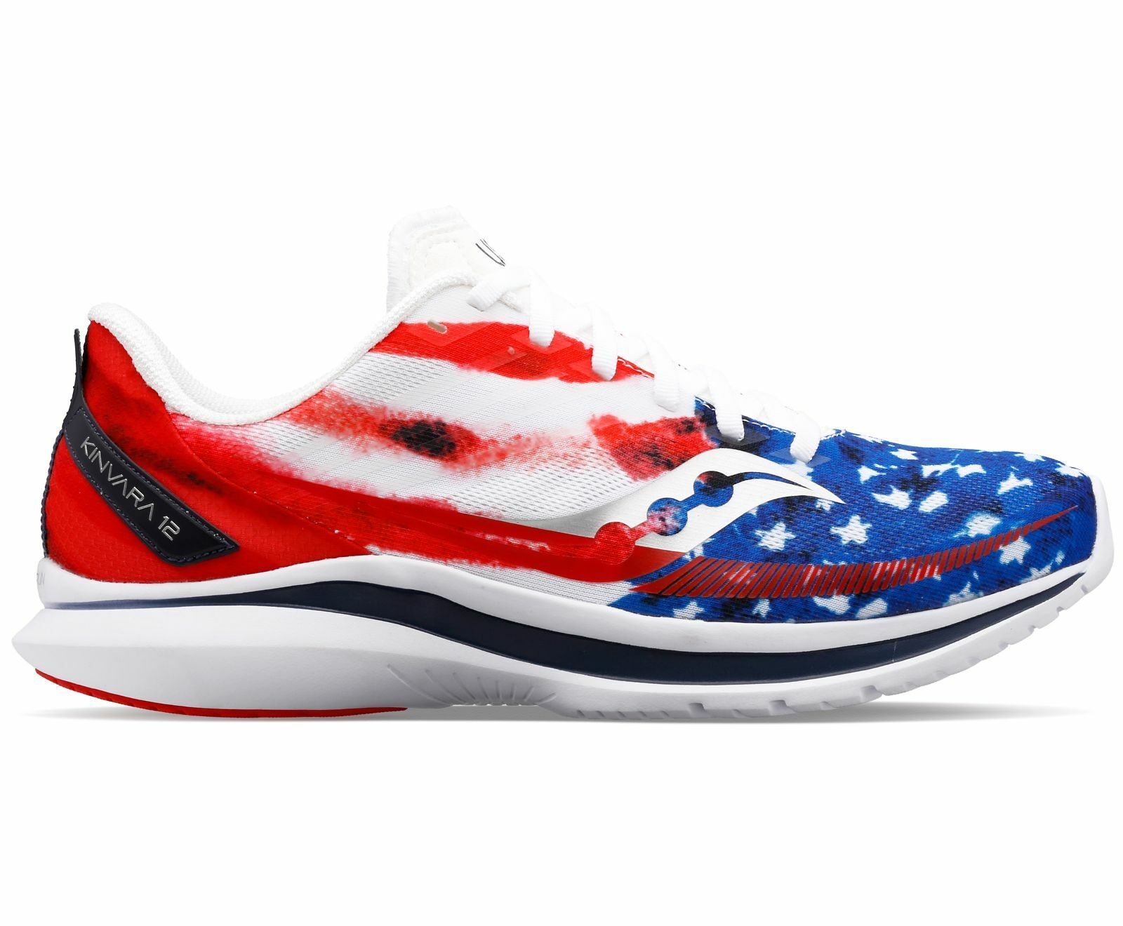 Men's Saucony Kinvara 12, RED/White/Blue, 9 D Medium