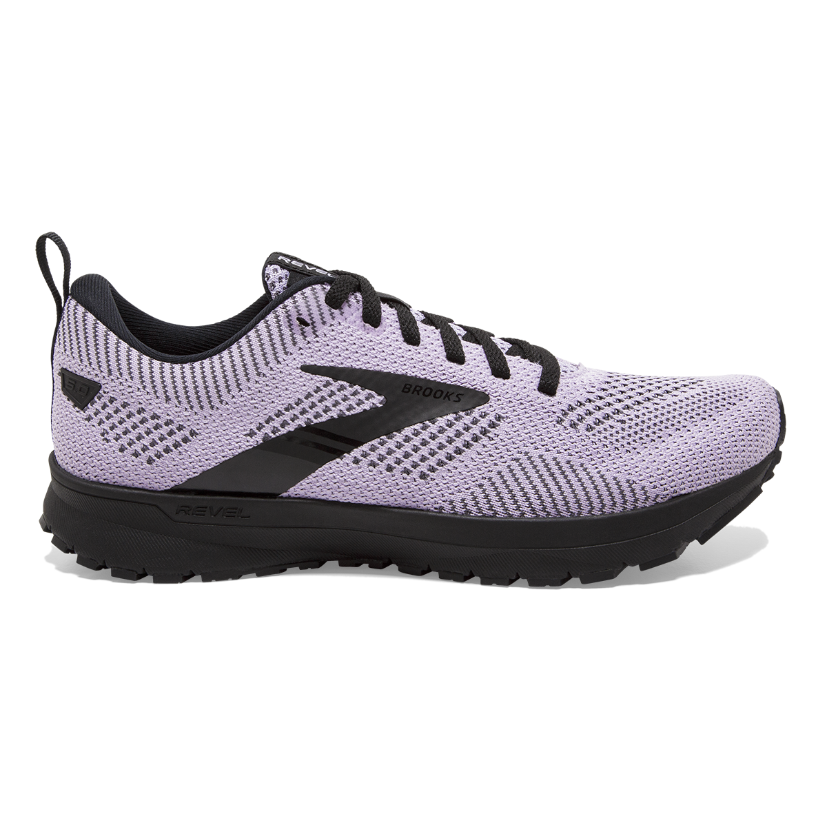 Women's Brooks Revel 5, Lilac/Ebony/Black, 7 B Medium