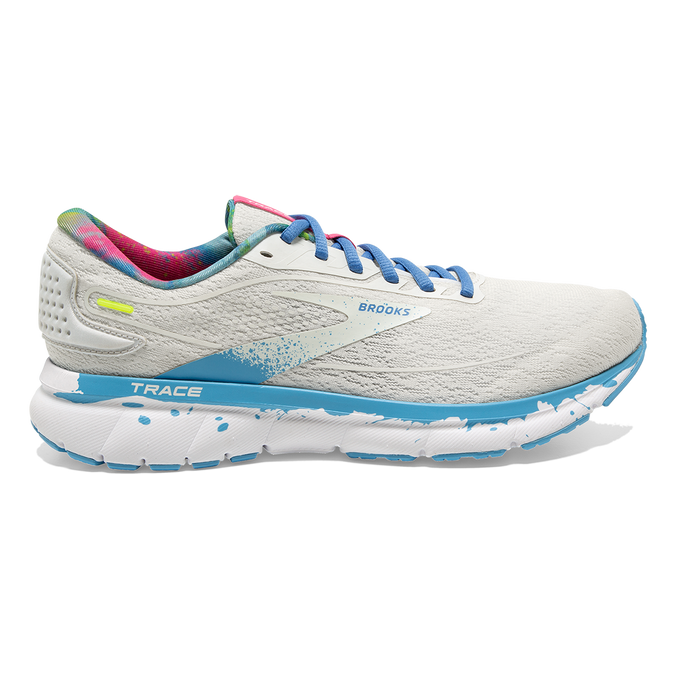 Women's Brooks Trace 2, White/Gray/Alaskan Blue, 10.5 B Medium