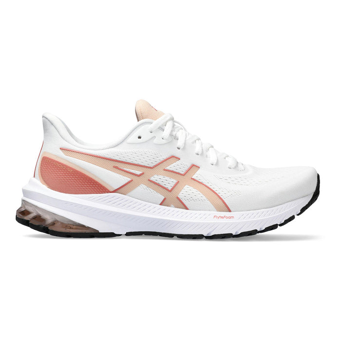 Women's Asics GT-1000 12, White/Light Garnet, 8.5 B Medium